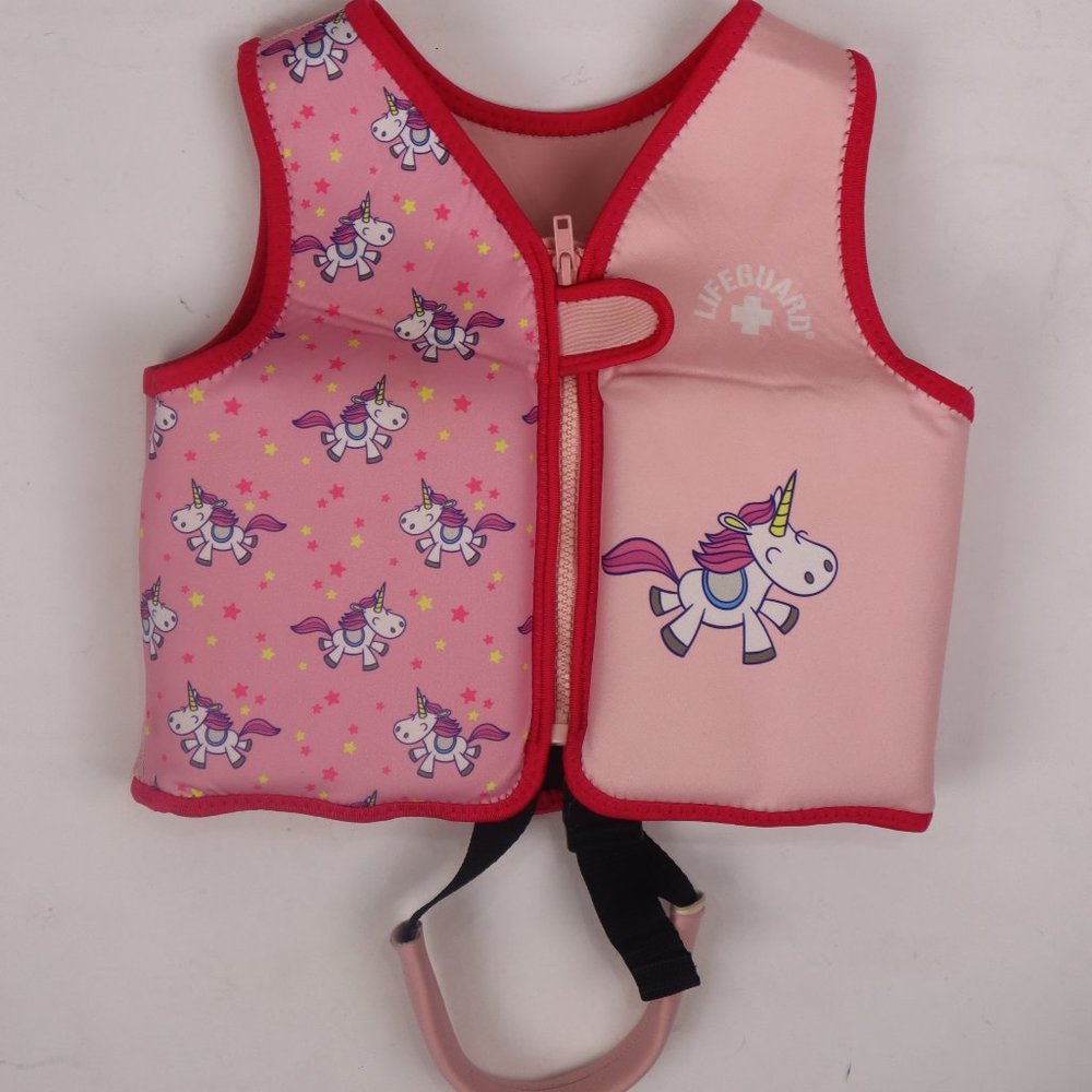 Pink Red Unicorn Girls Lifevest Lifeguard Pool Beach Size 3 4 5